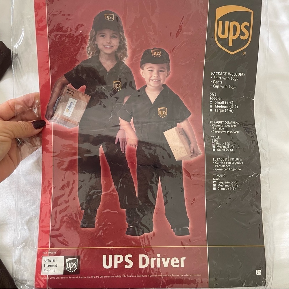 UPS Delivery Driver Costume 3-piece Set for Kids' Size Small 2-3